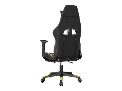 Cadeira gaming c/ apoio pés couro artificial preto e dourado