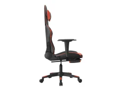 Cadeira gaming c/ apoio pés couro artificial preto e vermelho