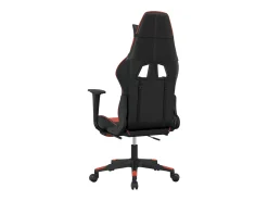 Cadeira gaming c/ apoio pés couro artificial preto e vermelho