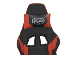 Cadeira gaming c/ apoio pés couro artificial preto e vermelho