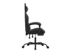 Cadeira gaming c/ apoio pés couro artificial preto e cinza