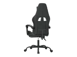 Cadeira gaming c/ apoio pés couro artificial preto e cinza