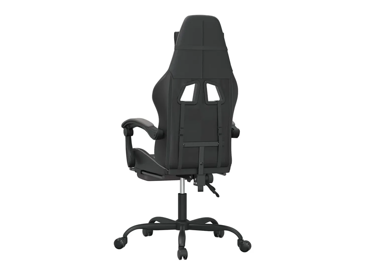 Cadeira gaming c/ apoio pés couro artificial preto e cinza
