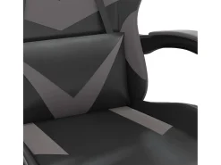 Cadeira gaming c/ apoio pés couro artificial preto e cinza