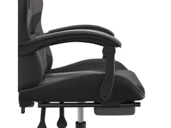 Cadeira gaming c/ apoio pés couro artificial preto e cinza