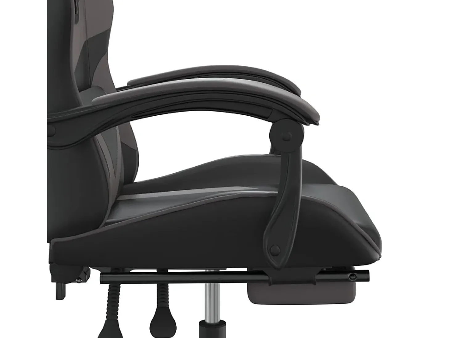 Cadeira gaming c/ apoio pés couro artificial preto e cinza