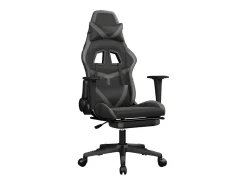 Cadeira gaming c/ apoio pés couro artificial preto e cinza