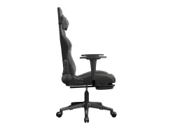 Cadeira gaming c/ apoio pés couro artificial preto e cinza