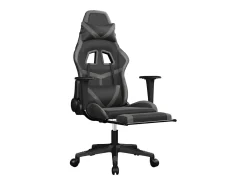Cadeira gaming c/ apoio pés couro artificial preto e cinza