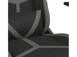 Cadeira gaming c/ apoio pés couro artificial preto e cinza