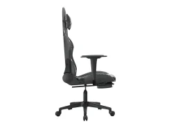 Cadeira gaming c/ apoio pés couro artificial preto e camuflado