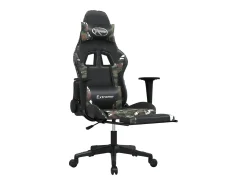Cadeira gaming c/ apoio pés couro artificial preto e camuflado