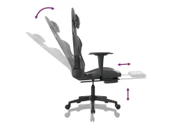 Cadeira gaming c/ apoio pés couro artificial preto e camuflado