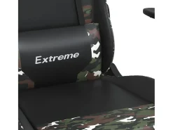 Cadeira gaming c/ apoio pés couro artificial preto e camuflado