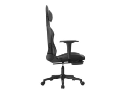Cadeira gaming c/ apoio pés couro artificial preto e cinza