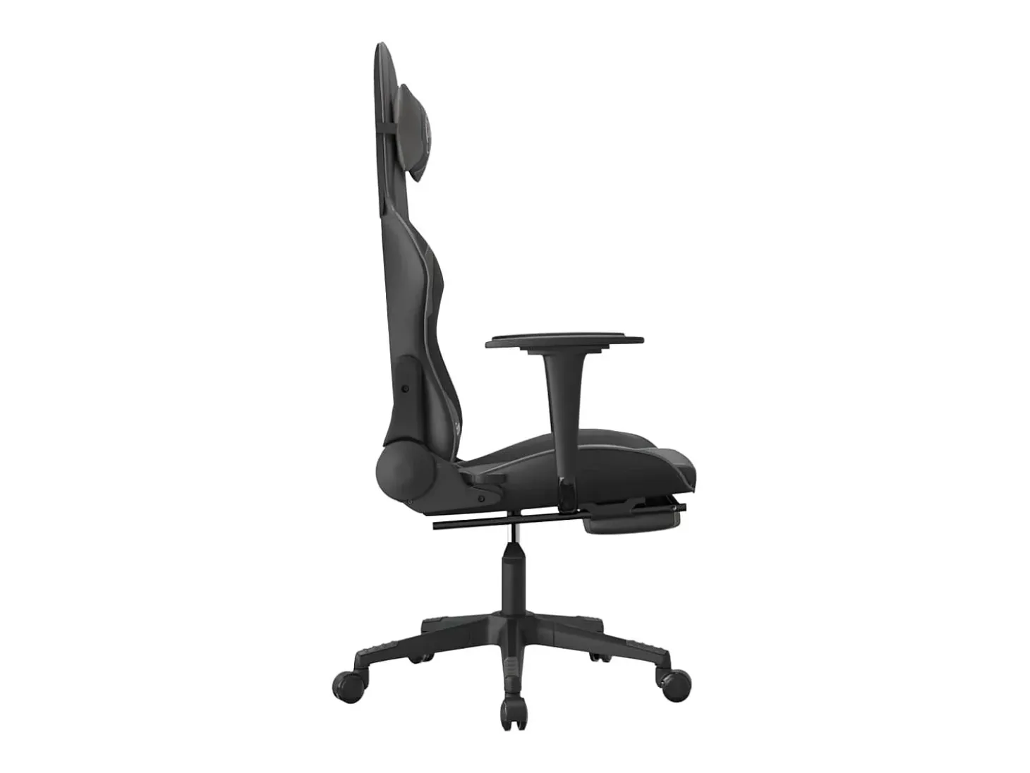 Cadeira gaming c/ apoio pés couro artificial preto e cinza