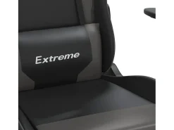 Cadeira gaming c/ apoio pés couro artificial preto e cinza