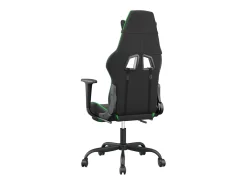 Cadeira gaming c/ apoio pés couro artificial preto e verde