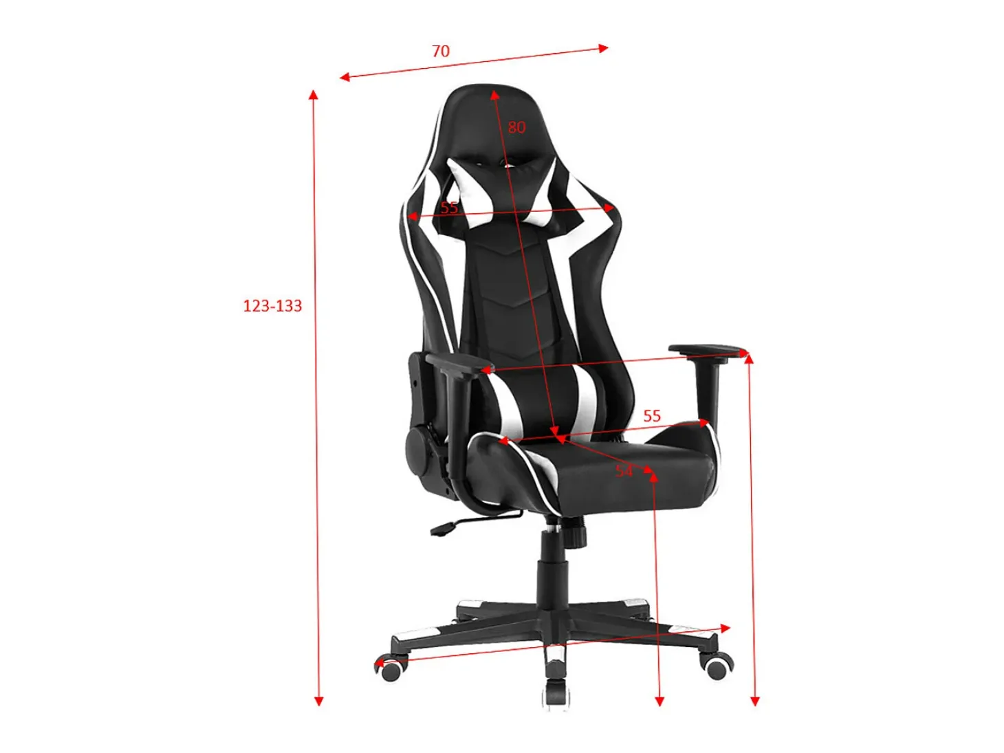 Cadeira gaming com altura ajustável - pele sintética - preto e branco - LINE