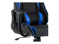 Cadeira gaming com altura ajustável - pele sintética - preta e azul - LINE