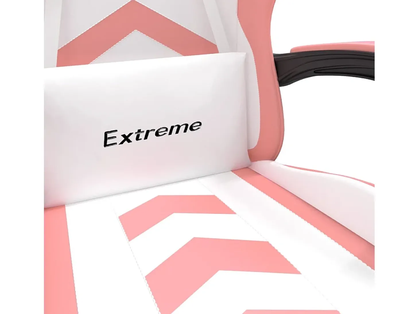 Cadeira gaming com apoio p/ pés couro artificial branco e rosa