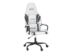 Cadeira gaming couro artificial branco e preto