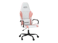 Cadeira gaming couro artificial branco e rosa