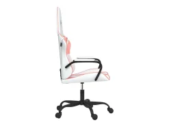 Cadeira gaming couro artificial branco e rosa