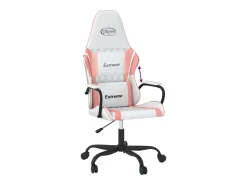 Cadeira gaming couro artificial branco e rosa