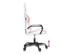 Cadeira gaming couro artificial branco e rosa