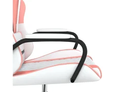 Cadeira gaming couro artificial branco e rosa