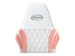 Cadeira gaming couro artificial branco e rosa