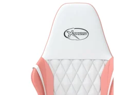 Cadeira gaming couro artificial branco e rosa