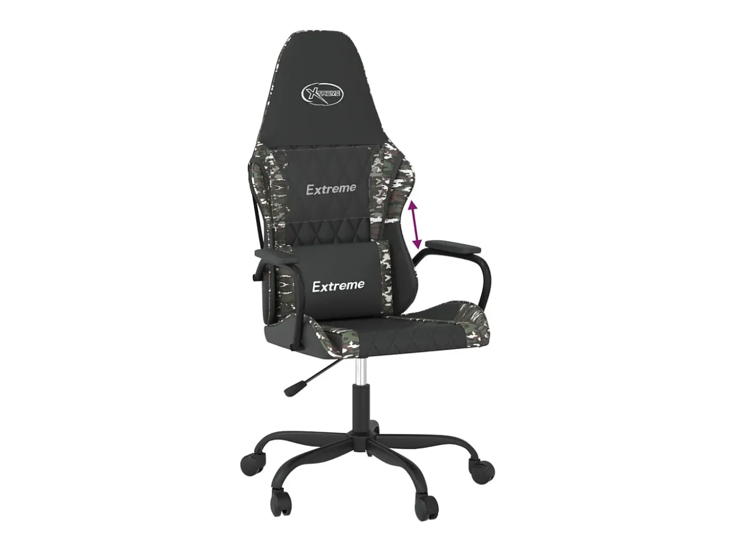 Cadeira gaming couro artificial preto e camuflado