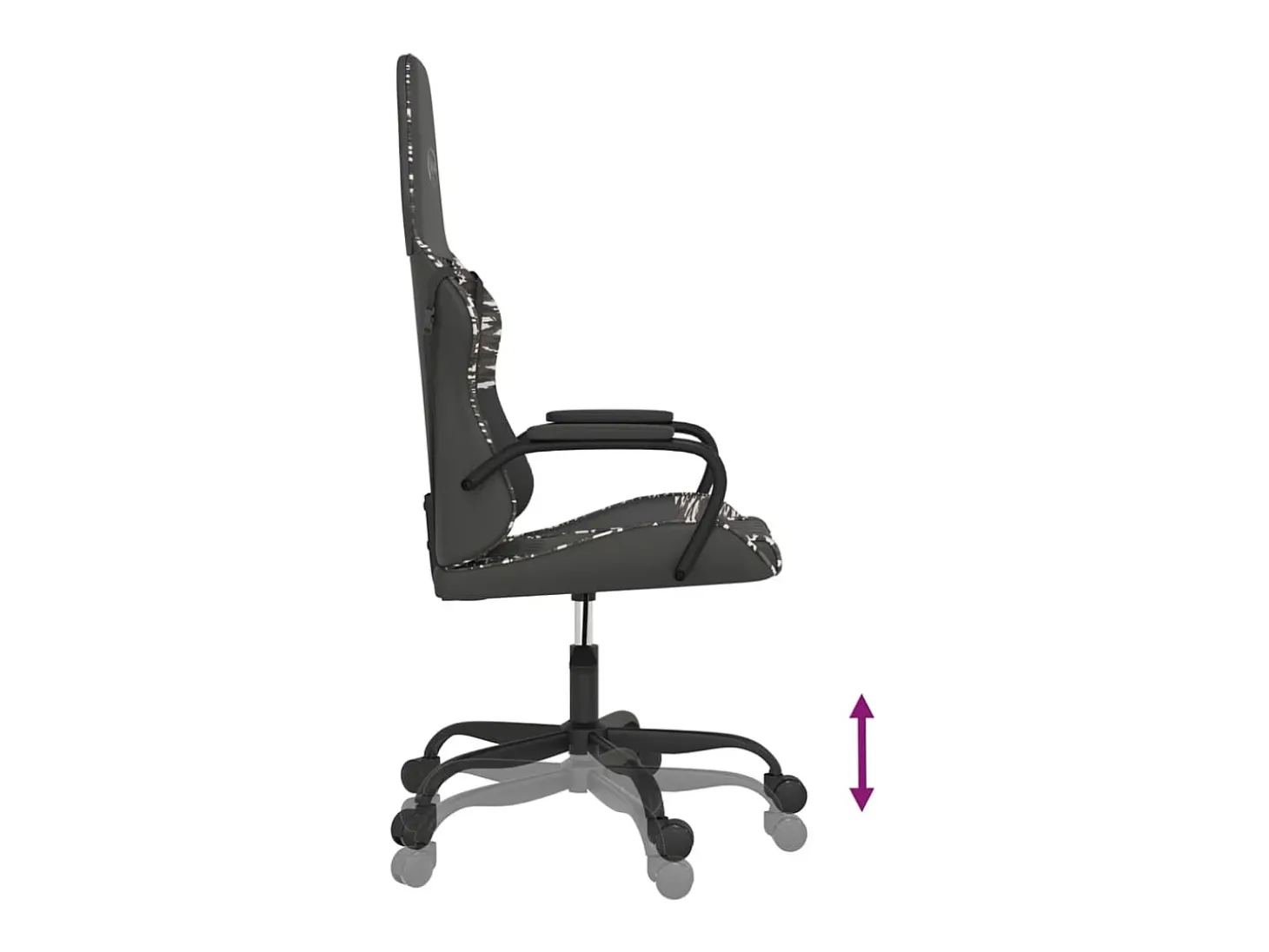 Cadeira gaming couro artificial preto e camuflado