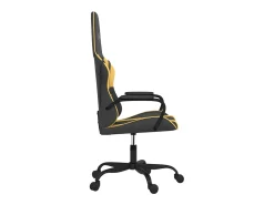 Cadeira gaming couro artificial preto e dourado