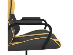 Cadeira gaming couro artificial preto e dourado