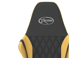 Cadeira gaming couro artificial preto e dourado