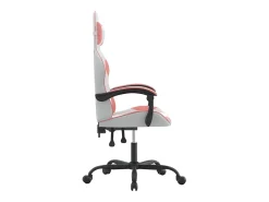 Cadeira gaming couro artificial branco e rosa