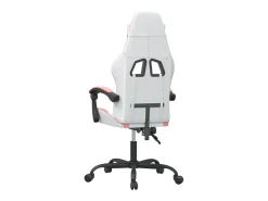Cadeira gaming couro artificial branco e rosa