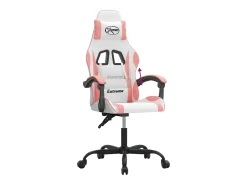 Cadeira gaming couro artificial branco e rosa