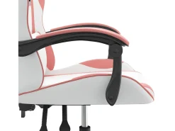 Cadeira gaming couro artificial branco e rosa