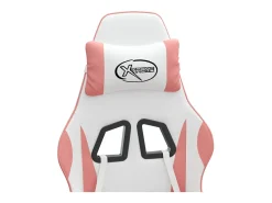 Cadeira gaming couro artificial branco e rosa