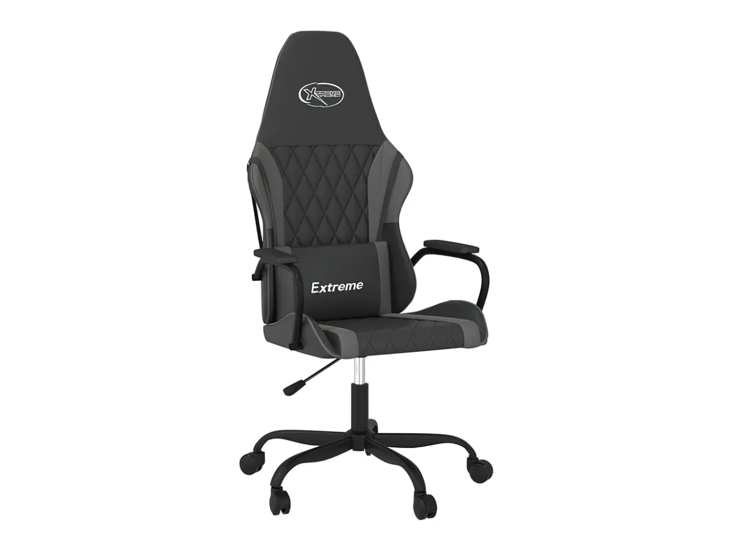 Cadeira gaming couro artificial preto e cinzento