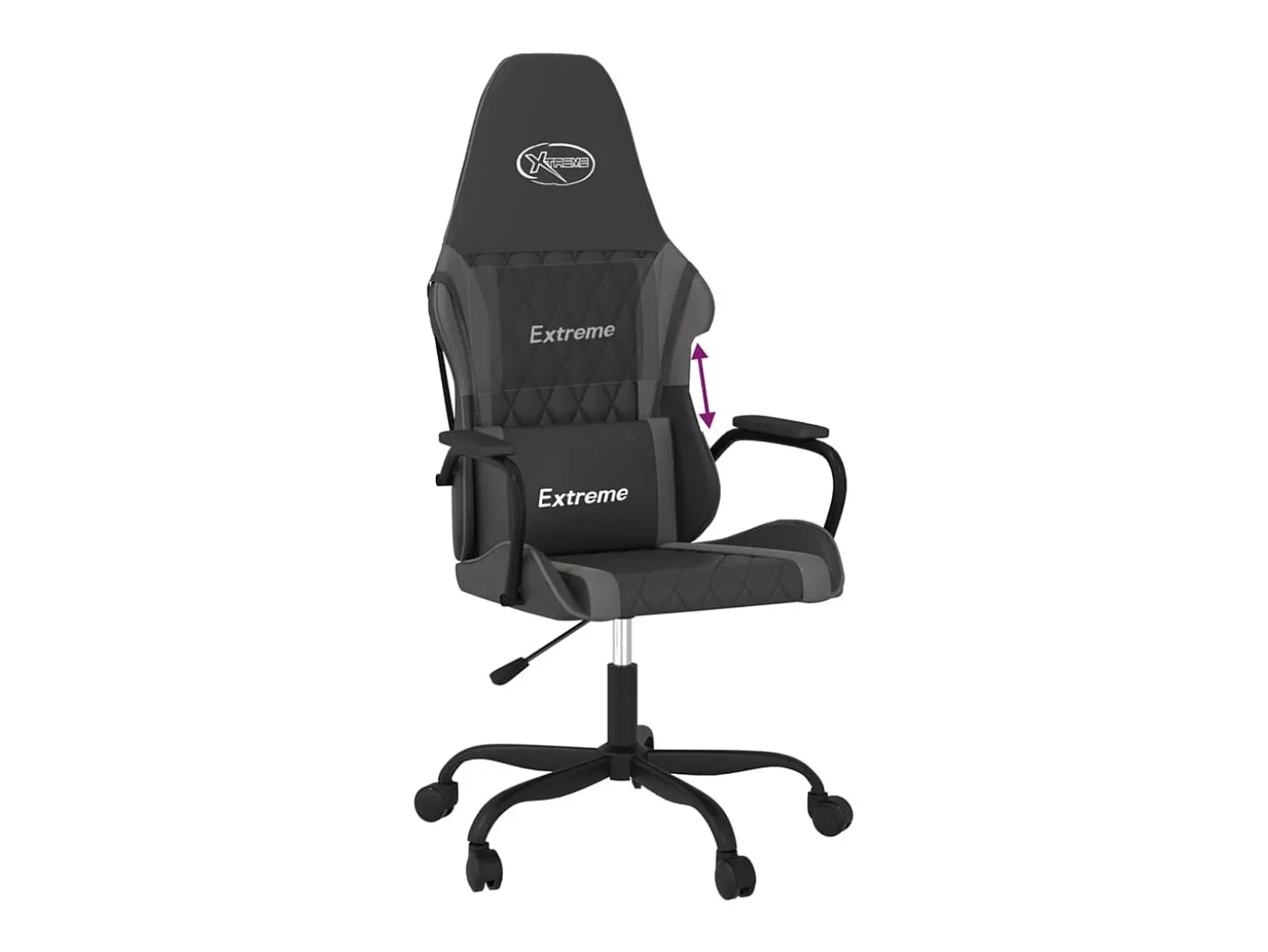 Cadeira gaming couro artificial preto e cinzento