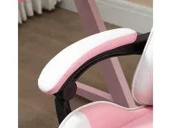 Cadeira Gaming de Couro, com Apoio para os pés apoio de cabeça almofada lombar, altura ajustável, ergonómica, 64x67x119/127cm