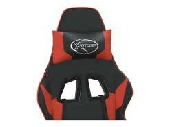 Cadeira gaming massagem + apoio pés couro artif. preto/vermelho