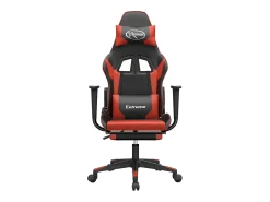 Cadeira gaming massagem + apoio pés couro artif. preto/vermelho
