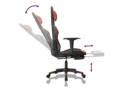 Cadeira gaming massagem + apoio pés couro artif. preto/vermelho
