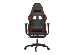 Cadeira gaming massagem + apoio couro art. preto/vermelho tinto
